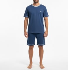 PIJAMA CORTO HOMBRE AZUL