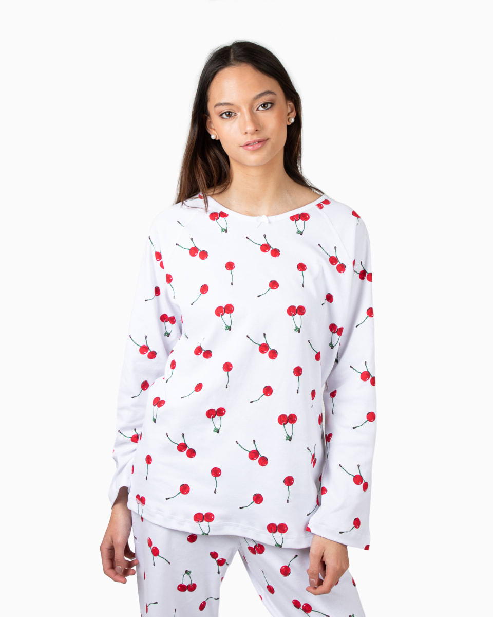 PIJAMA ALGODON MUJER 2/PZAS. CEREZAS2