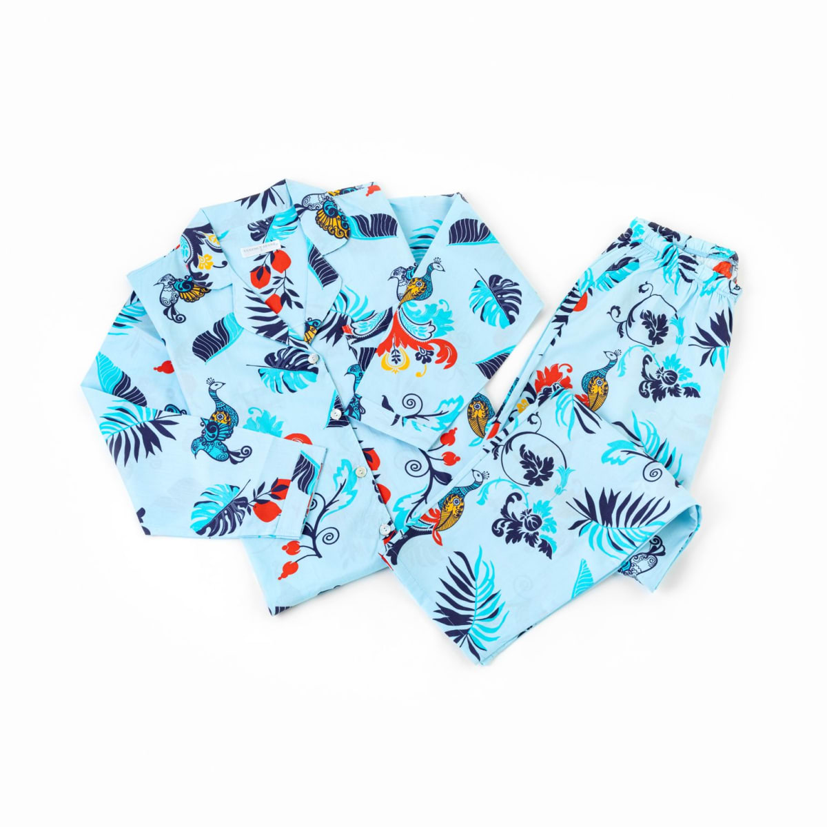 PIJAMA CLÁSICO ABOTONADO PAVO REAL2