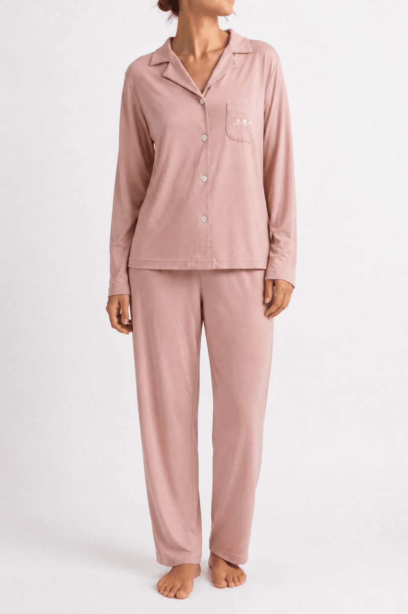 PIJAMA ABOTONADO MUJER ROSA VIEJO1