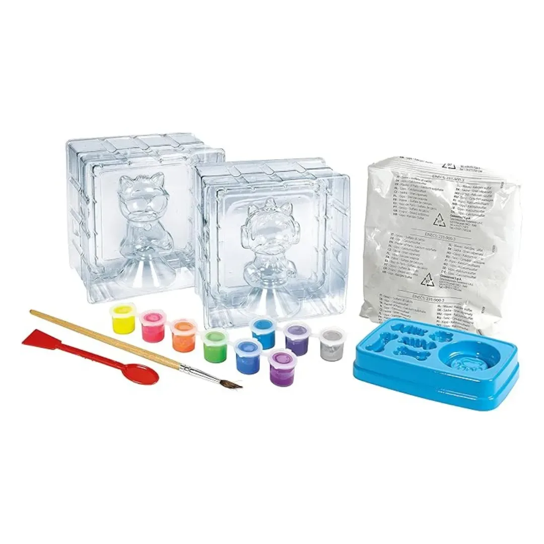 Clementoni Creaciones Hechas A Mano – Juego De Escultura Con Moldes De Animales Y Yeso – Pinturas Incluidas – +7 Años