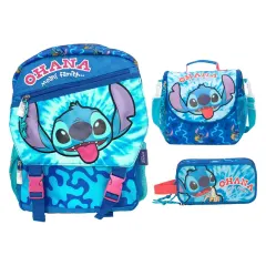 Set Mochila Lonchera Cartuchera Lilo y Stitch escolar Colección A