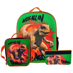 Set Scool Ranger Mochila A4 Lonchera Cartuchera Jurassic 3D