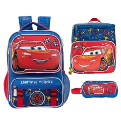 Set de Mini Mochila Lonchera Cartuchera Nido Cars El Rayo Mcqueen