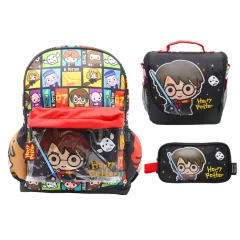 Set Escolar Mochila Lonchera Cartuchera Premium Teens Harry Potter
