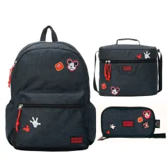 Set Escolar Mochila Lonchera Cartuchera Mickey Mouse Deluxe Oficio