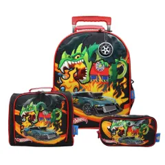 Set Maleta Lonchera Cartuchera Hot Wheels Dragón
