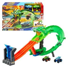 Hot Wheels Monster Trucks Pista Destrucción del Dragón