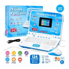 Laptop Portátil Educativa Infantil Niños 124 Funciones - Color Azul