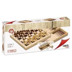 Juego de Mesa Plegable 3 en 1 Ajedrez,Dama,Backgammon -Cayro