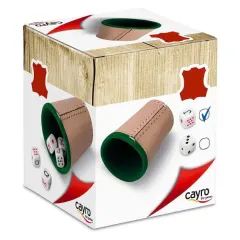 Cubilete Forrado de Cuero Con Dados Puntos, Juego de Mesa - Cayro