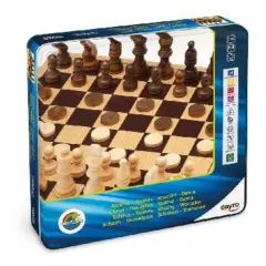 Juego de Mesa Ajedrez-Damas de Madera en Caja de Metal - Cayro