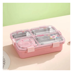 Lonchera de plastico y acero con compartimiento con capacidad de 1100 ML