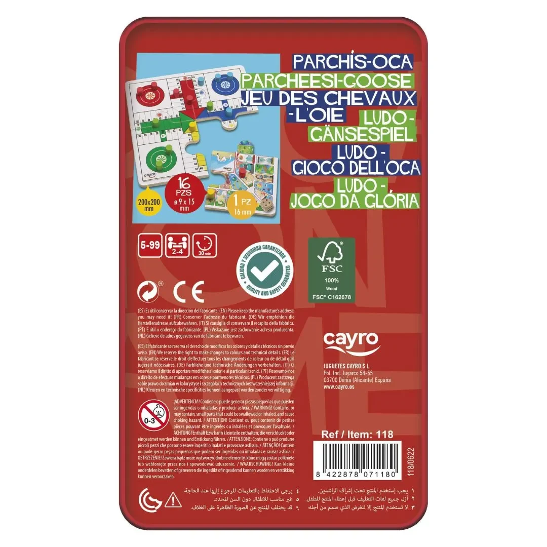 Juego Ludo y Oca de Madera en Caja de Metal - Cayro3
