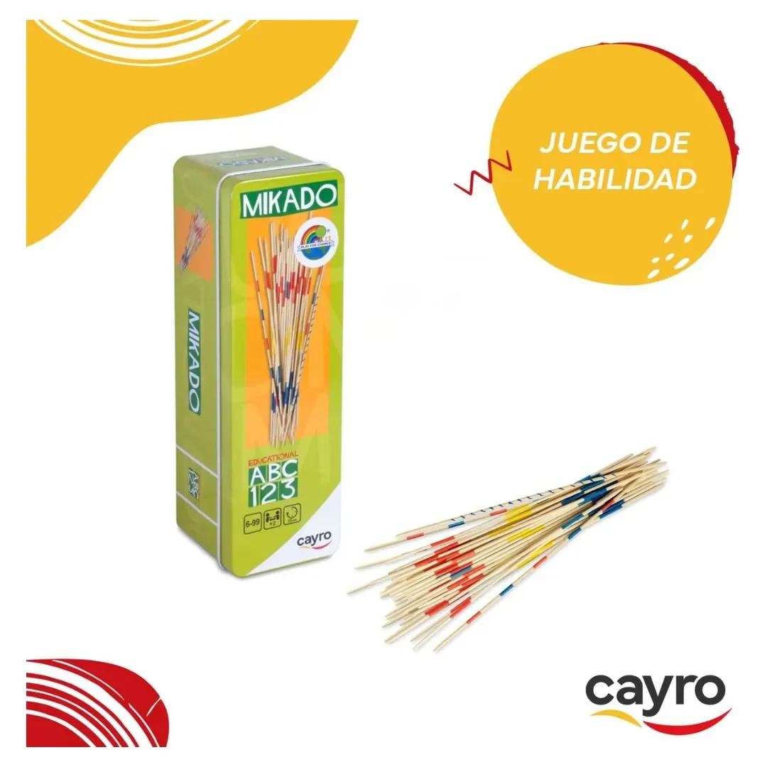 Juego de Mesa Mikado Palitos de Madera en Caja de Metal de Destreza y Precisión -Cayro2