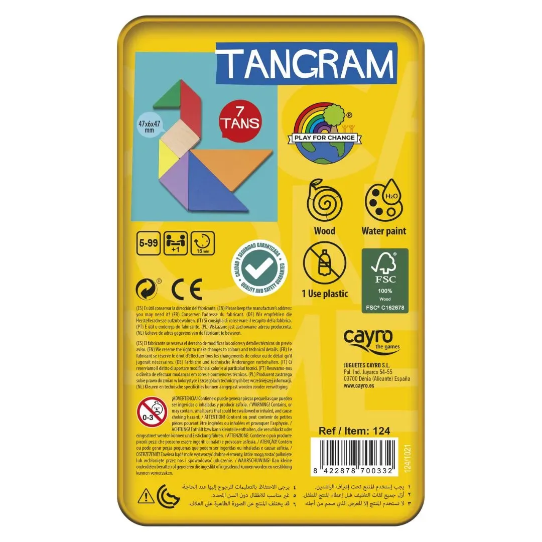 Juego de Mesa Tangram de Madera en Caja de Metal - Cayro3