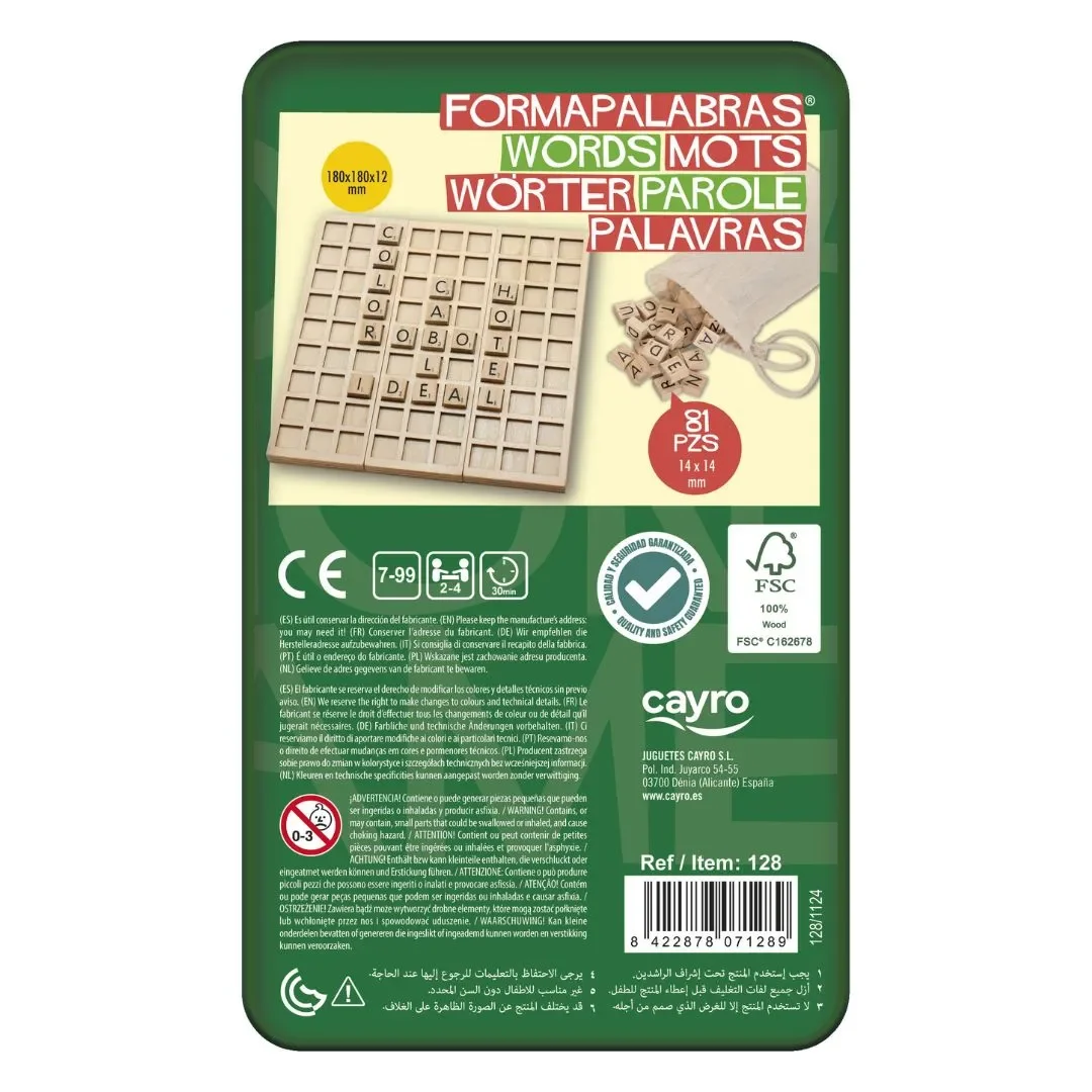 Forma Palabras Juego de Mesa en Caja de Metal - Cayro4
