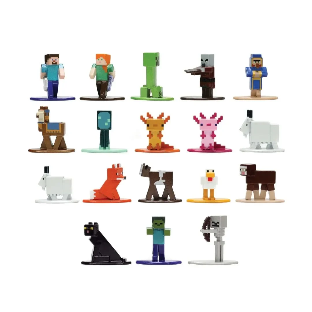 Set de 18 Figuras Minecraft Nano Metalfigs Die-Cast Metal – Personajes y Animales1