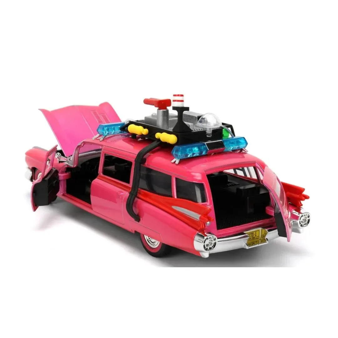 Jada Toys Pink Slips 1:24 Cazafantasmas Ecto-1 Modelo de metal fundido a presión (Rosa)3