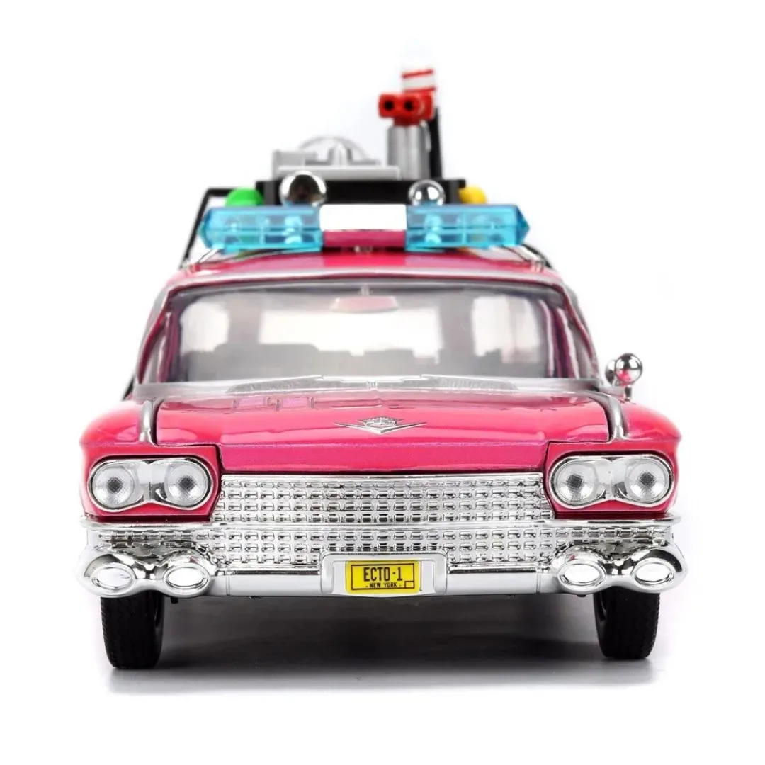 Jada Toys Pink Slips 1:24 Cazafantasmas Ecto-1 Modelo de metal fundido a presión (Rosa)4