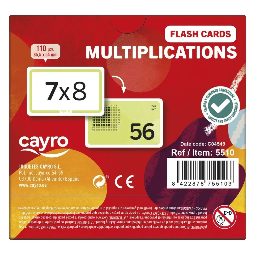 Juedo Educativo Multiplicaciones Cayro 110 Cartas, Tablas del 1 al 10 - Cayro2