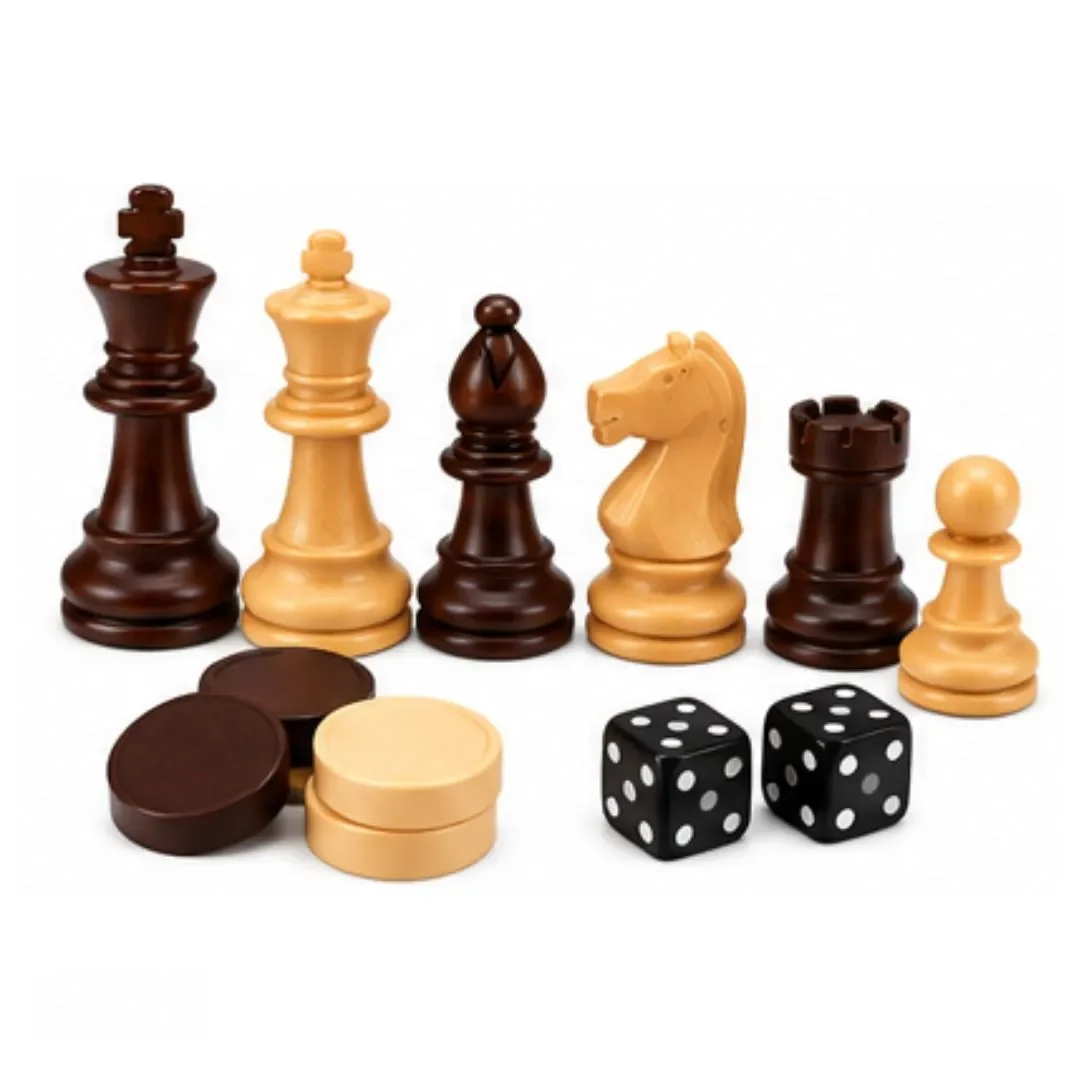 Juego de Mesa Cardinal 3 en 1 Ajedrez Damas y Backgammon para 2 Jugadores3
