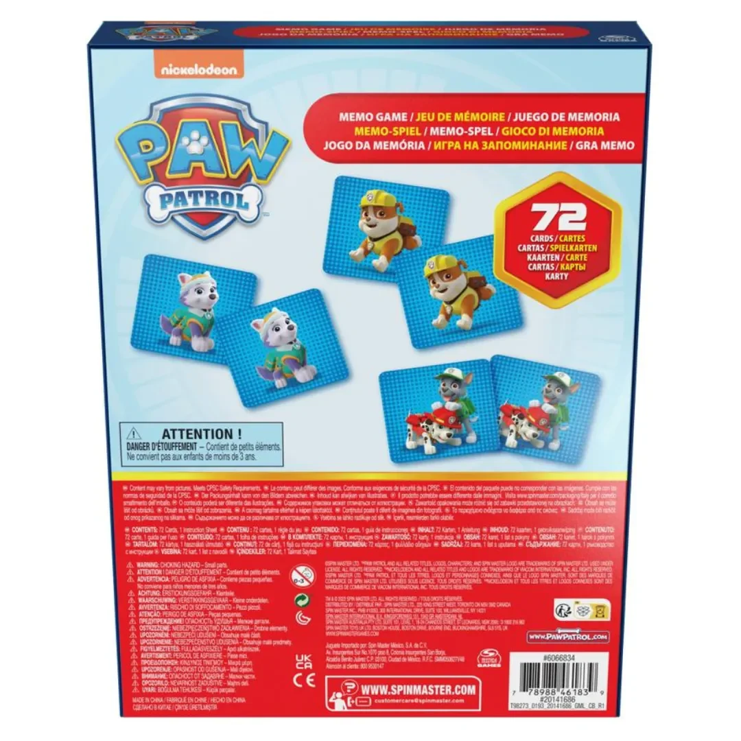 Juego de Memoria Paw Patrol 72 Pzas3