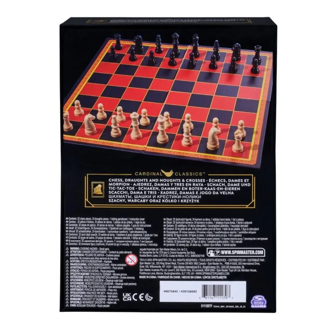 Juego de Mesa Cardinal Classics 3 en 1 Ajedrez Damas y Tres en Raya5