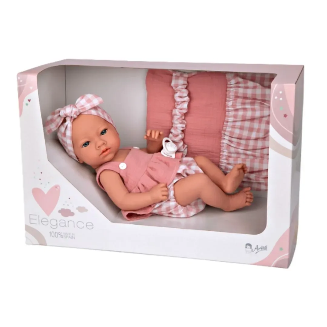 Muñecas Arias Elegance Aria Rosa Con Bolso Pañalero 38 Cm3