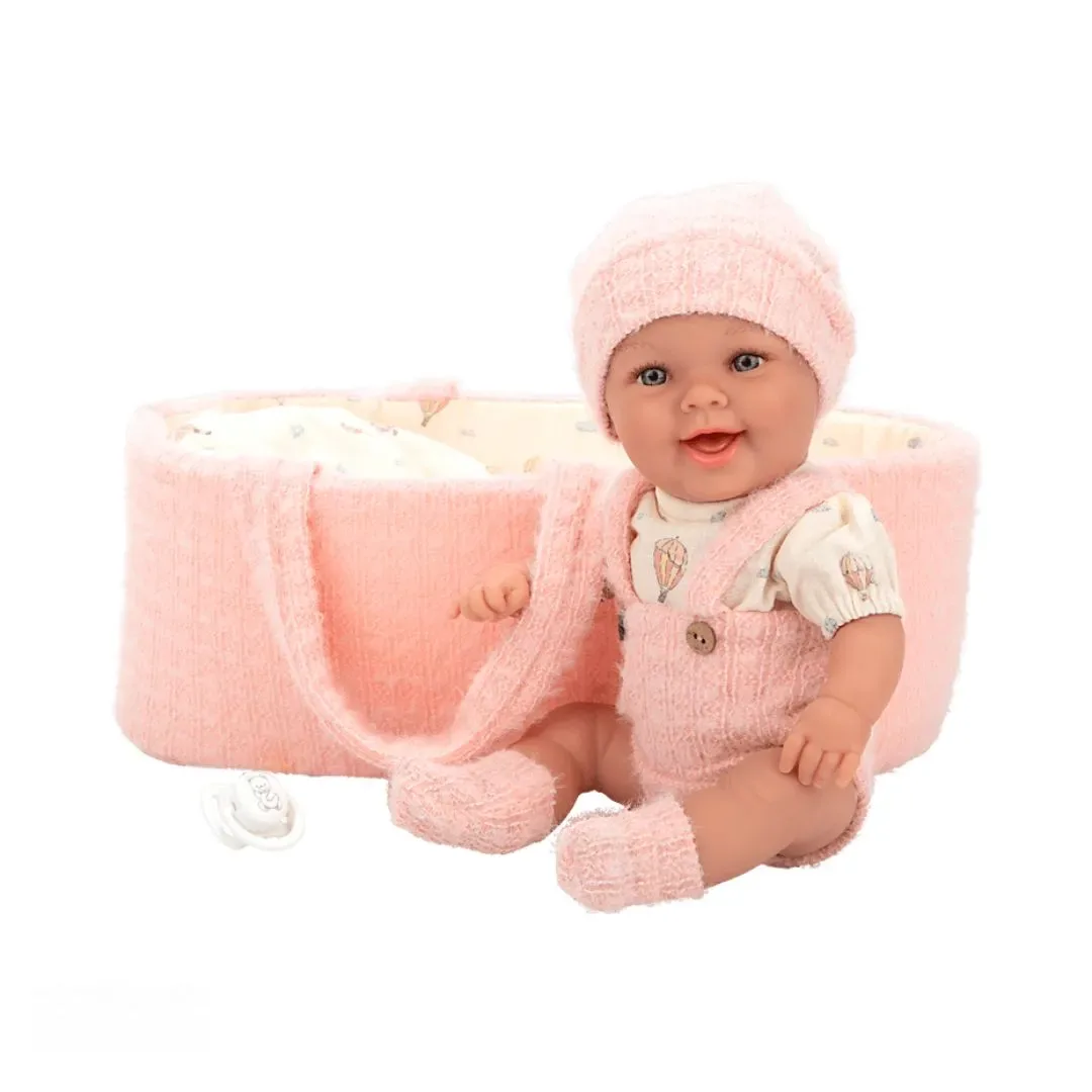 Muñeca Elegance Gadi 33 cm Rosa con Capazo y Chupete1