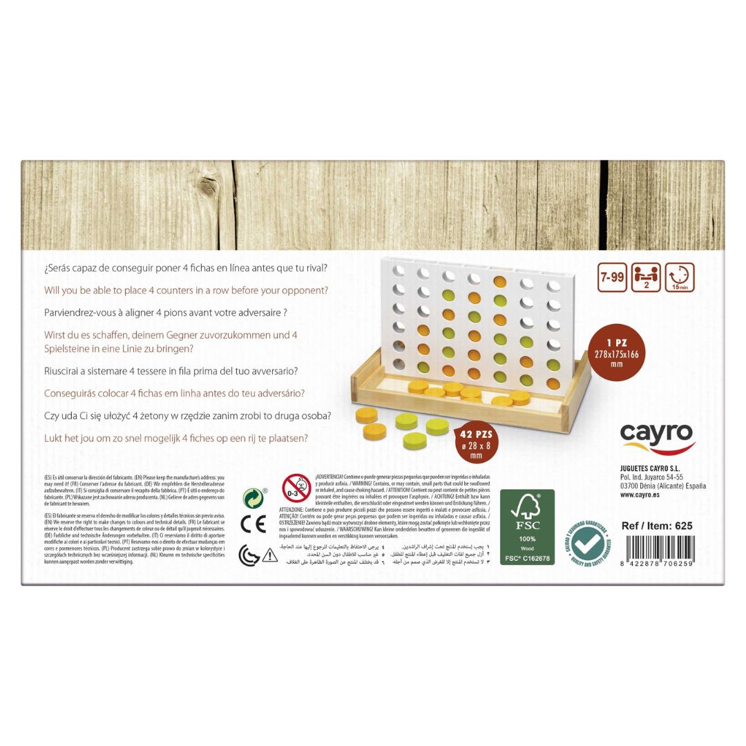 Juego de Mesa Cuatro En Linea De Madera -Cayro4