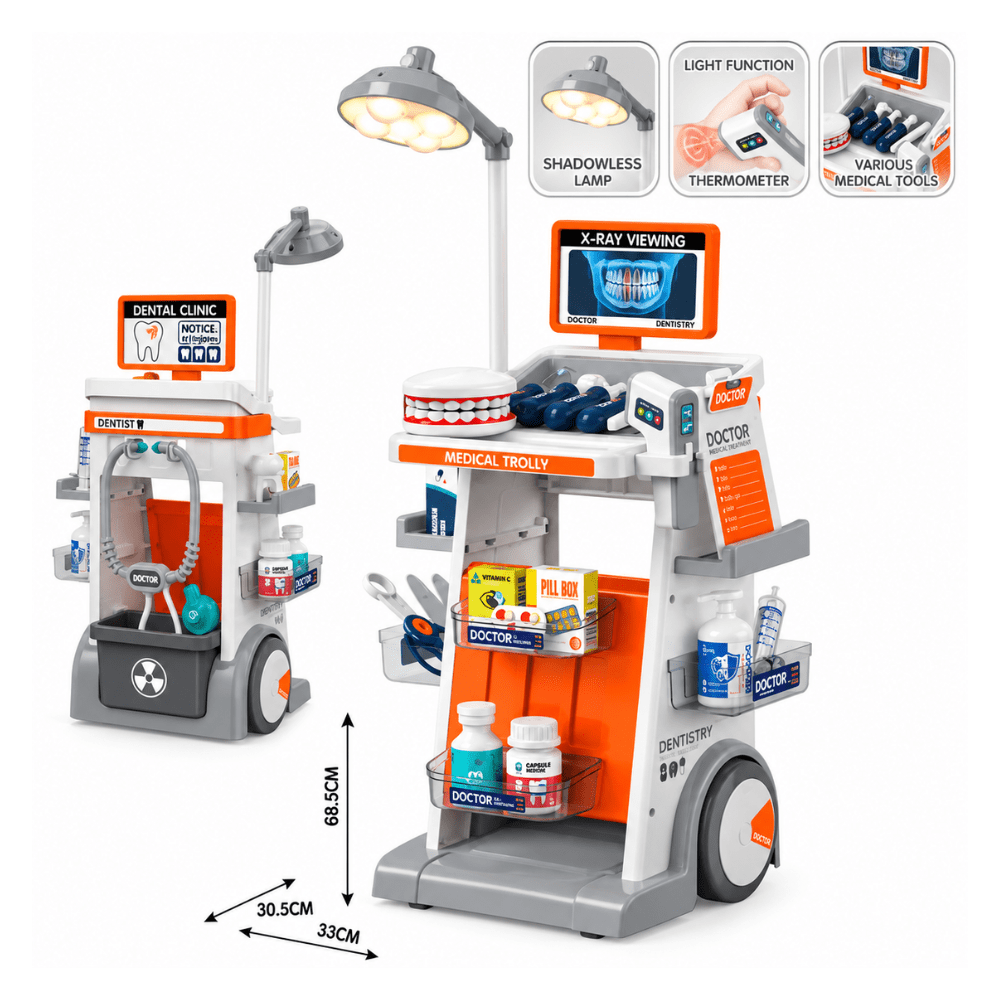 Carrito Médico Dental con Luz y Sonido con 26 accesorios de 68.5 cm de alto.4