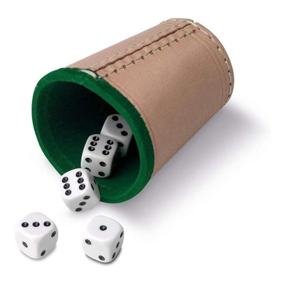 Cubilete Forrado de Cuero Con Dados Puntos, Juego de Mesa - Cayro Surtido4