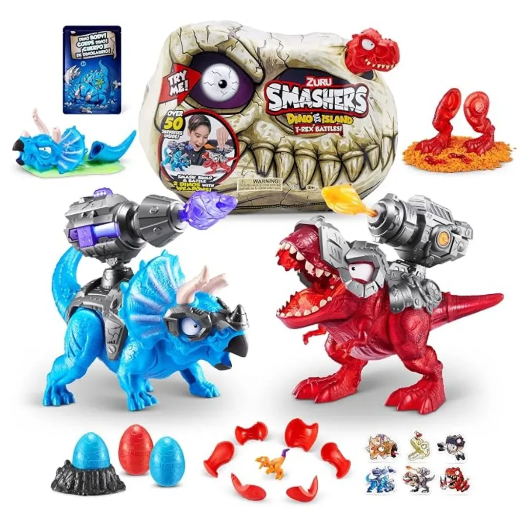 ZURU Smashers Dino Island T-Rex Battles - Cráneo con Más de 50 Sorpresas1