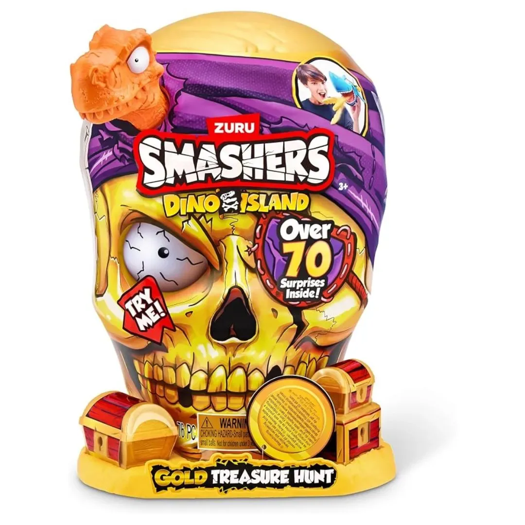 ZURU Smashers Dino Island Calavera Gigante Dorada más de 70 Sorpresas - Surtido1