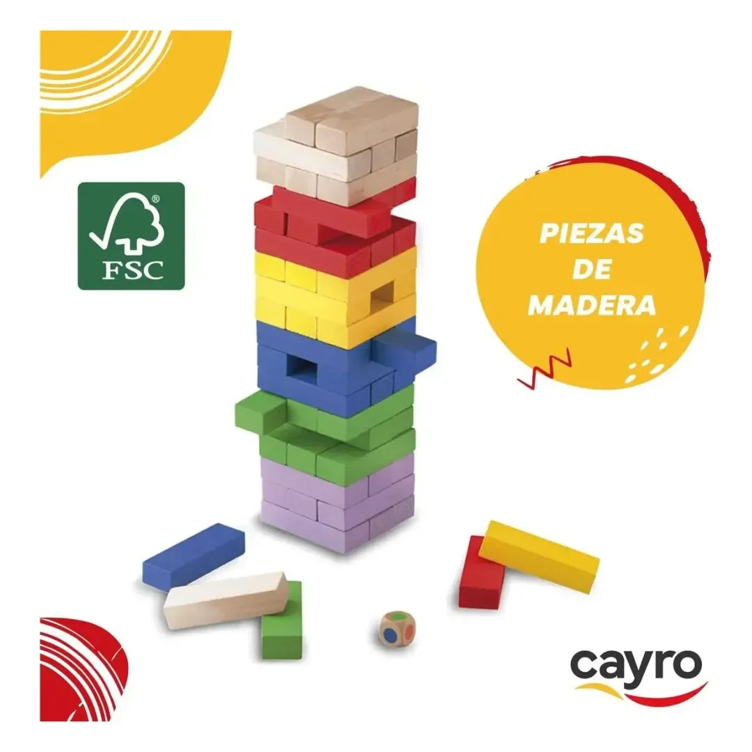 Juego De Mesa Bloques Jenga Block & Block De Colores - Cayro1