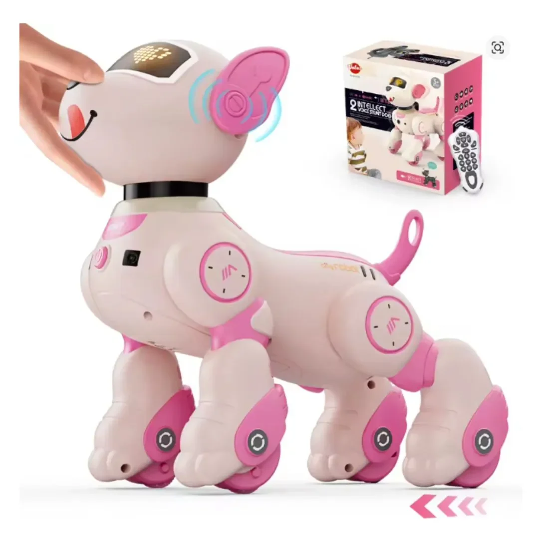 Perro Rosa Electrónico Inteligente Interactivo con Control por Voz y Sensor de Movimiento1
