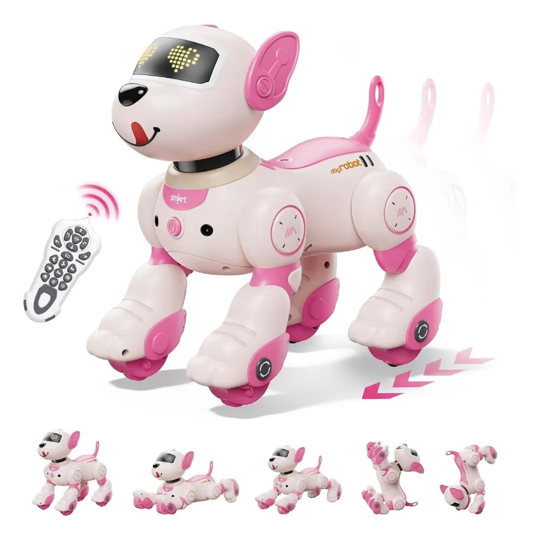 Perro Rosa Electrónico Inteligente Interactivo con Control por Voz y Sensor de Movimiento2