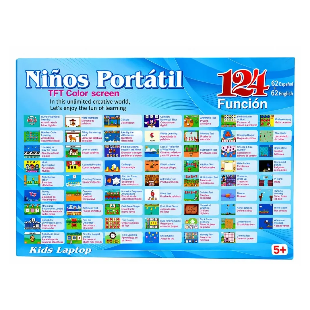 Laptop Portátil Educativa Infantil Niños 124 Funciones - Color Azul3