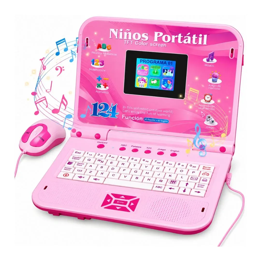 Laptop Portátil Educativa Infantil Niñas 124 Funciones - Color Rosa1