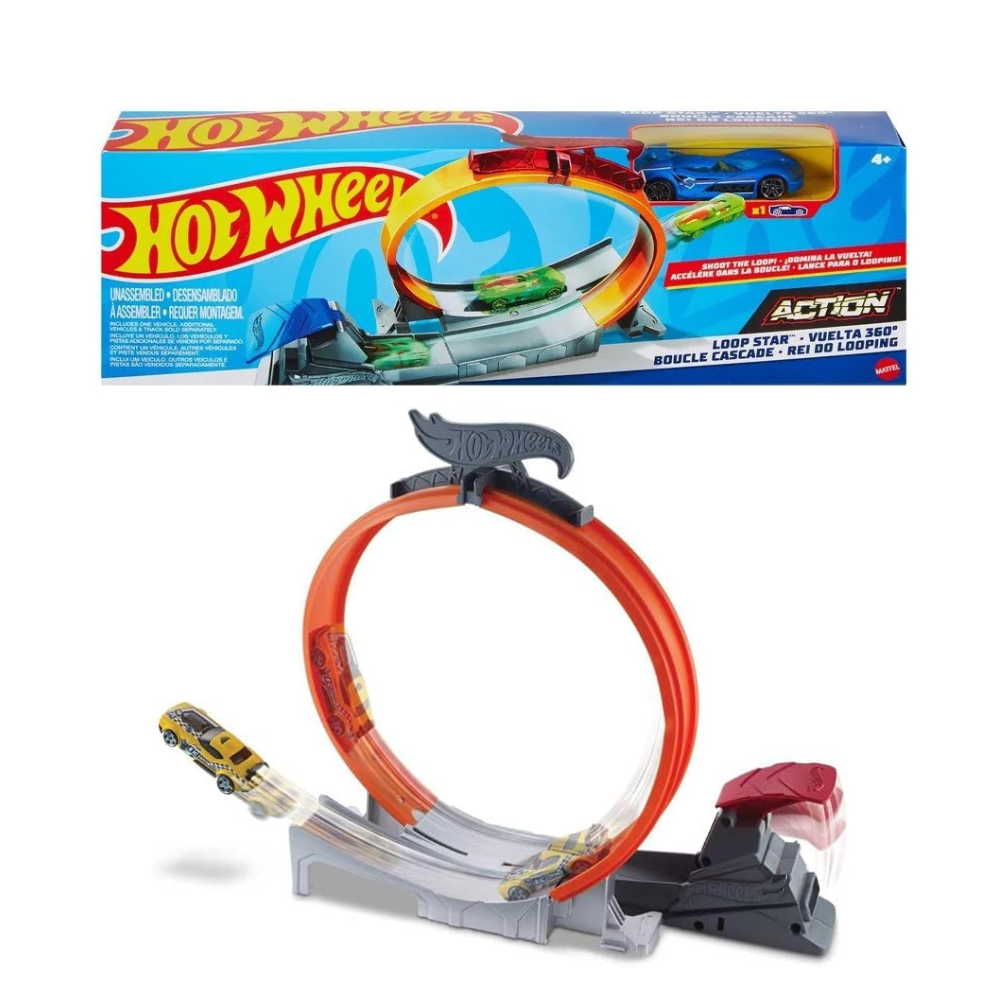 Hot Wheels Pista Extensión Loop Star 360 Track Set Vuelta Completa1