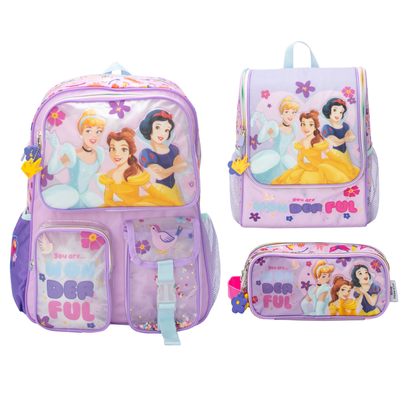Set Escolar Mochila Lonchera Cartuchera Princesas1