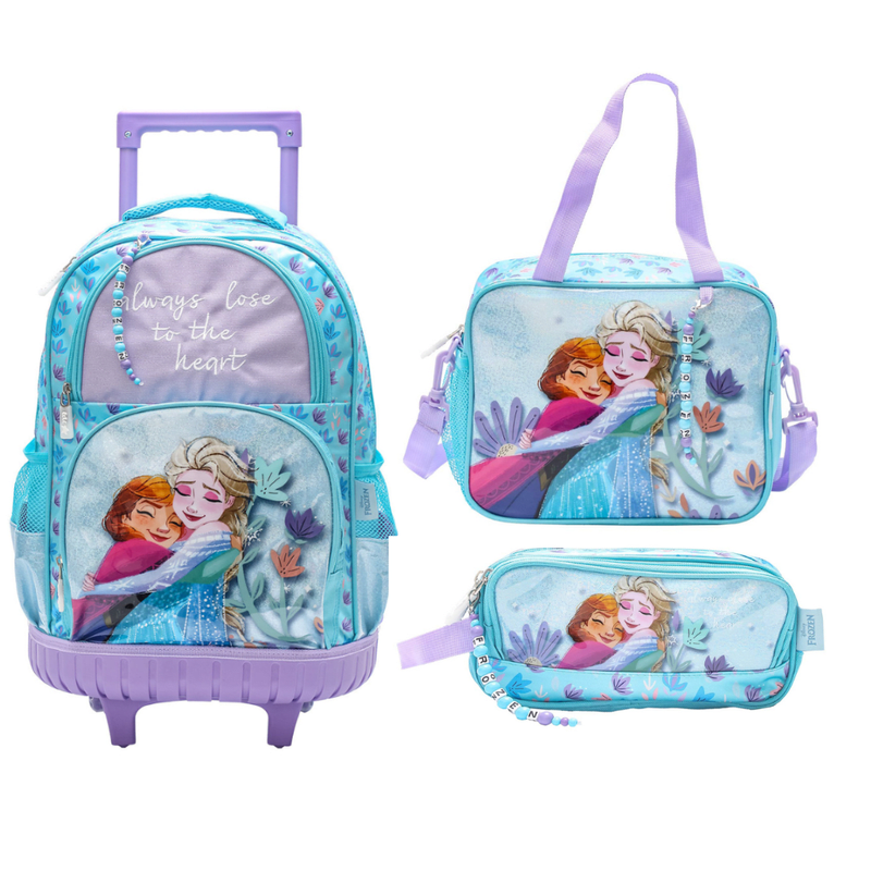 Set de Maleta con ruedas Lonchera Cartuchera Frozen Colección F1