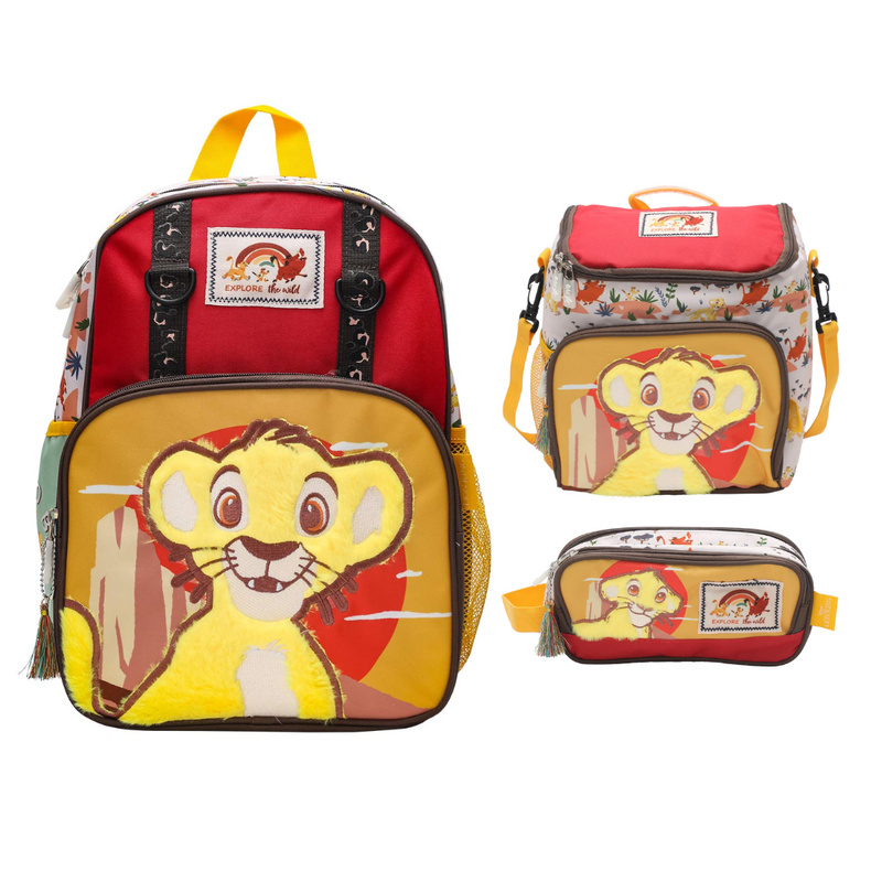 Set Mochila Lonchera Cartuchera Rey Leon escolar Nido Colección B1