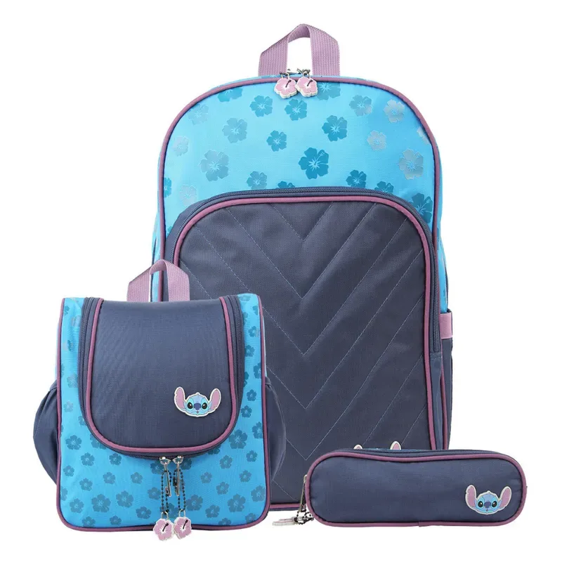 Set Teen Mochila Lonchera Cartuchera Stitch1