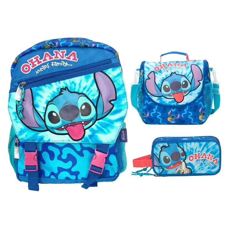 Set Mochila Lonchera Cartuchera Lilo y Stitch escolar Colección A1