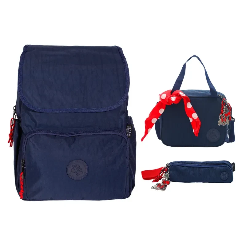 Set Mochila Lonchera Cartuchera Minnie escolar Colección B1