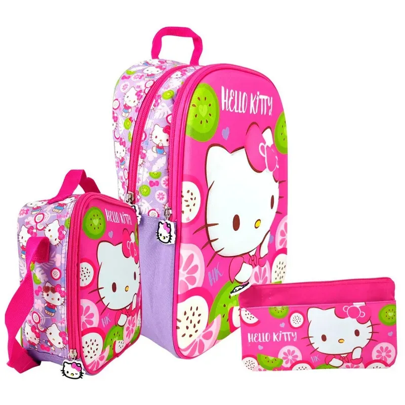 Scool Ranger Mochila A4 Lonchera Cartuchera Hello Kitty 3D1