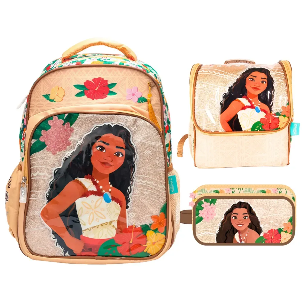 Set Escolar Mochila Lonchera Cartuchera Premium Moana 24