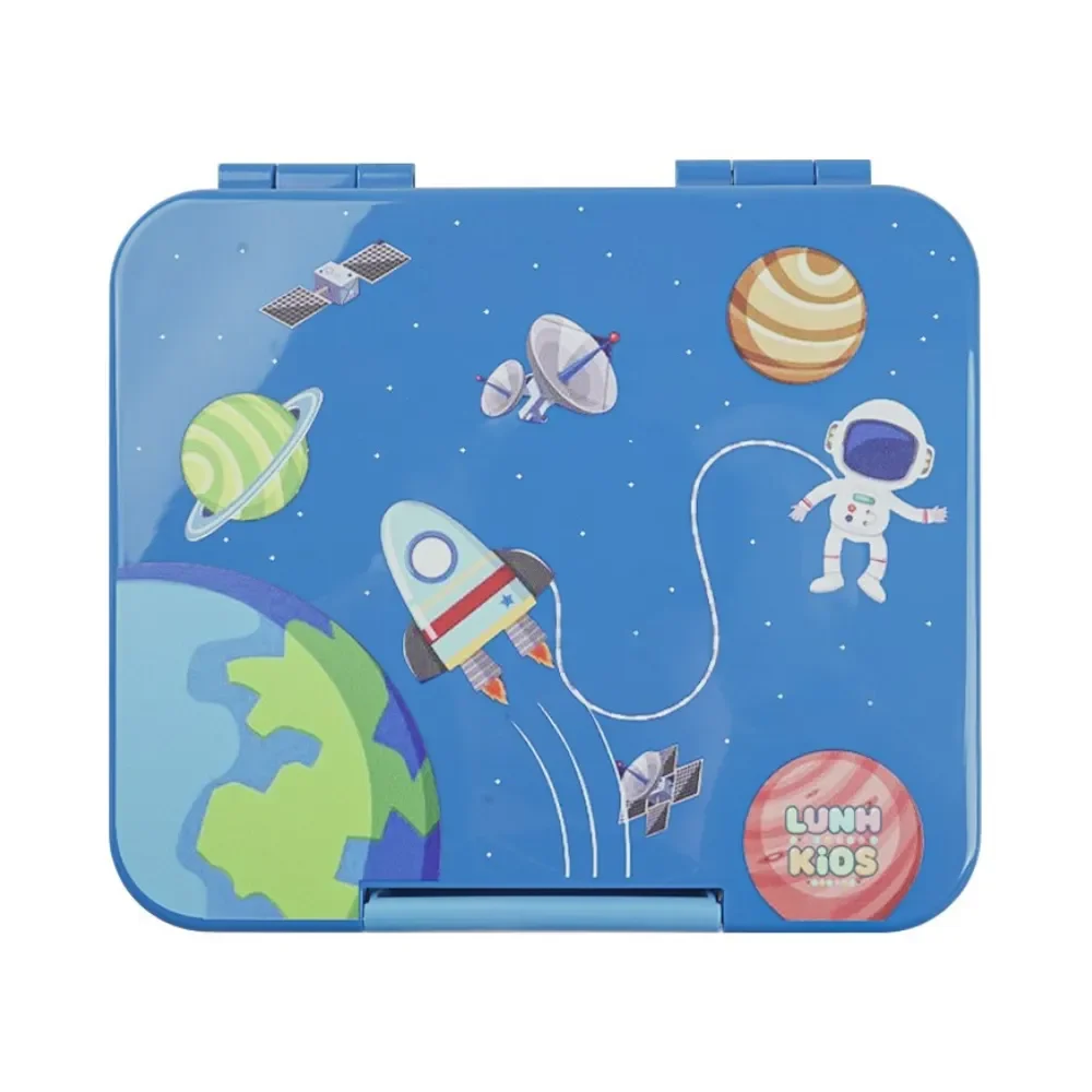 Lonchera Tipo Bento Azul Diseño Espacial con 4 Divisiones – Escolar Libre BPA1
